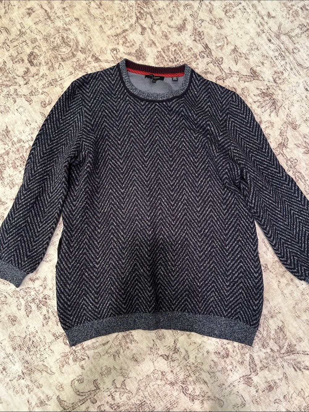 Ted Baker Men's Navy Chevron Crewneck Sweater